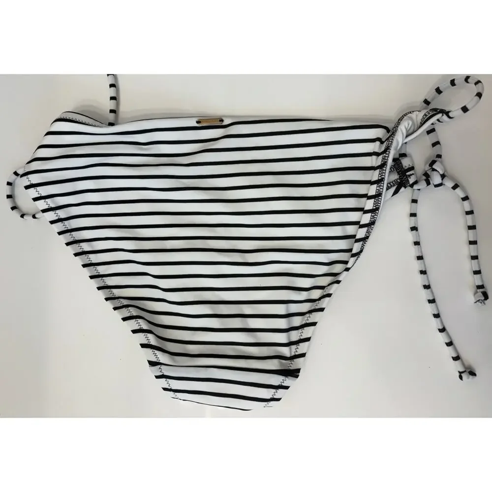 Victorias Secret Essential Side Tie Bikini Bottom Size Large White/Black Stripes